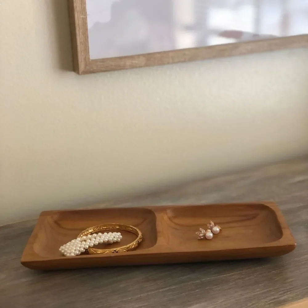 Vintage hand carved Teakwood trinket tray